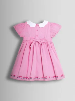 JoJo Maman Bébé Mid Pink Bud Floral Smocked Party Dress