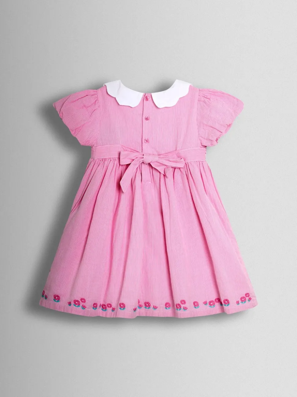 JoJo Maman Bébé Mid Pink Bud Floral Smocked Party Dress