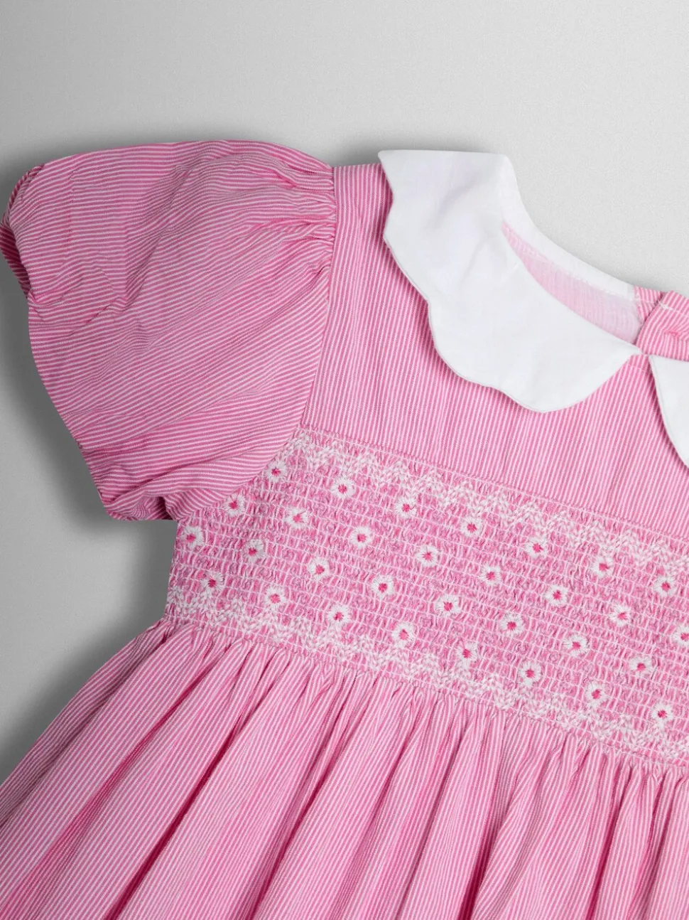 JoJo Maman Bébé Mid Pink Bud Floral Smocked Party Dress