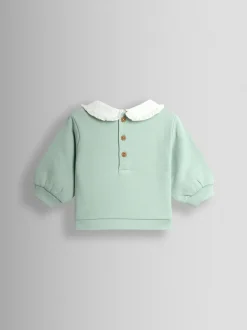 JoJo Maman Bébé Mint Hedgehog Collared Appliqué Sweatshirt & Legging Set