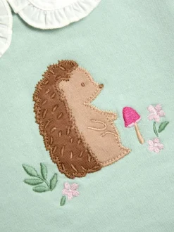 JoJo Maman Bébé Mint Hedgehog Collared Appliqué Sweatshirt & Legging Set