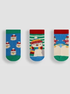 JoJo Maman Bébé Multi Penguin Socks 3 Pack
