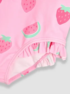 JoJo Maman Bébé Multi Strawberry Long Sleeve Swimsuit