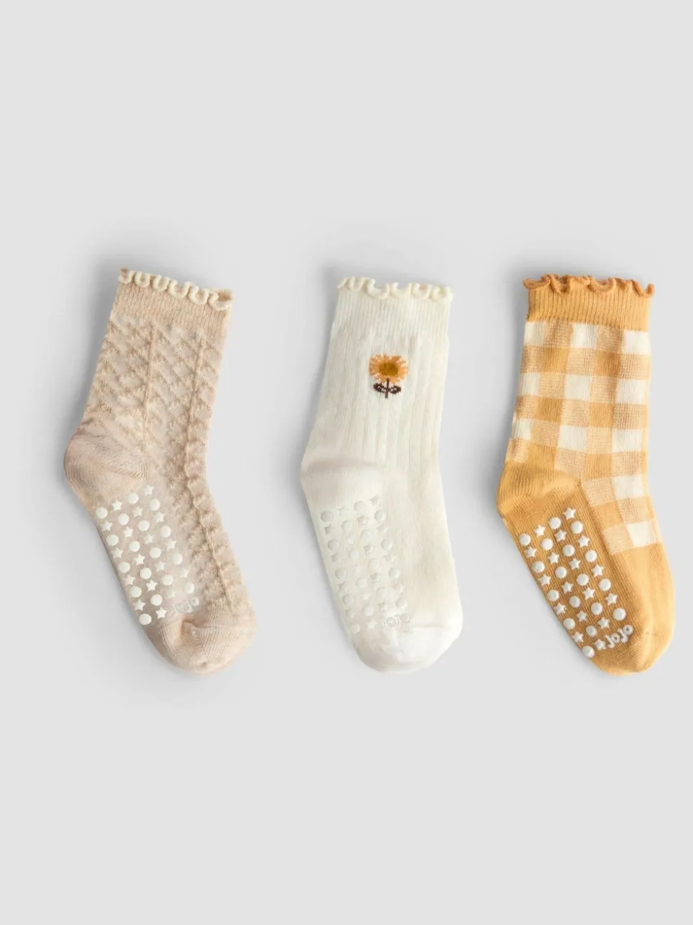 JoJo Maman Bébé Mustard Sunflower 3-Pack Socks
