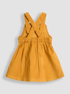 JoJo Maman Bébé Mustard Yellow Embroidered Cord Pinafore Dress & Blouse Set