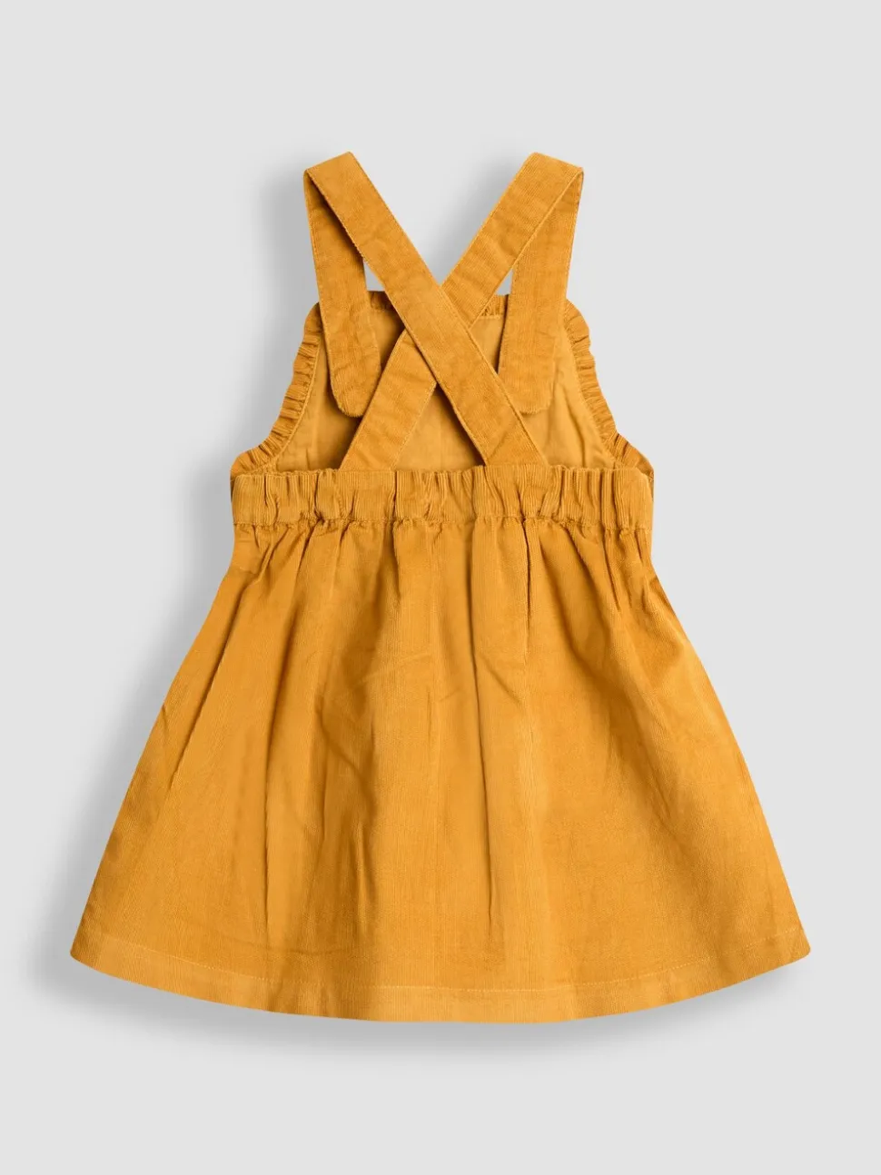 JoJo Maman Bébé Mustard Yellow Embroidered Cord Pinafore Dress & Blouse Set
