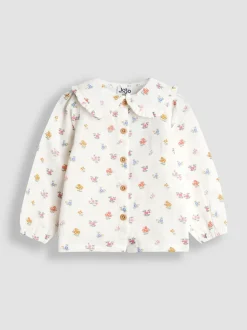 JoJo Maman Bébé Mustard Yellow Embroidered Cord Pinafore Dress & Blouse Set