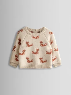 JoJo Maman Bébé Natural Fox Knit Top & Bottom Set