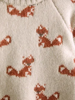 JoJo Maman Bébé Natural Fox Knit Top & Bottom Set