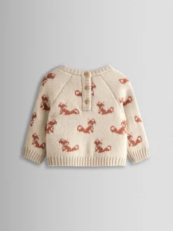 JoJo Maman Bébé Natural Fox Knit Top & Bottom Set