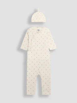 JoJo Maman Bébé Natural 3 Piece Body Trousers and Hat Set