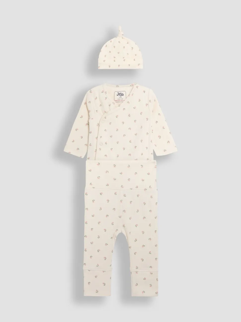 JoJo Maman Bébé Natural 3 Piece Body Trousers and Hat Set