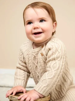 JoJo Maman Bébé Natural 2-Piece Cable Knit Set