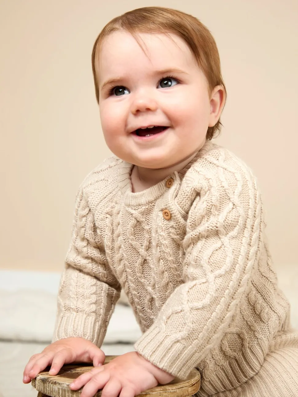JoJo Maman Bébé Natural 2-Piece Cable Knit Set