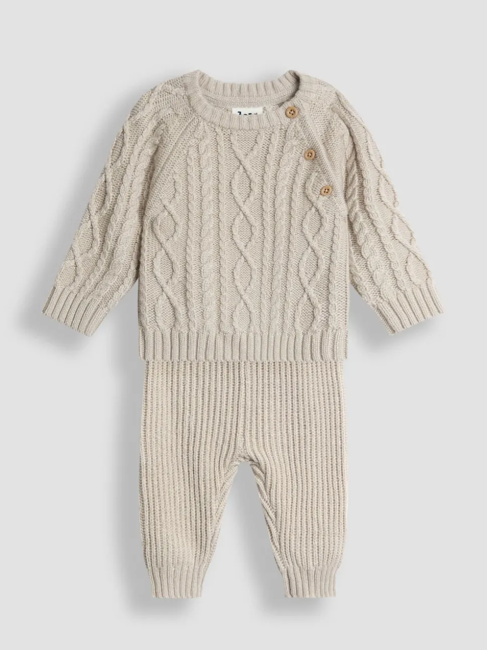 JoJo Maman Bébé Natural 2-Piece Cable Knit Set