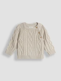 JoJo Maman Bébé Natural 2-Piece Cable Knit Set