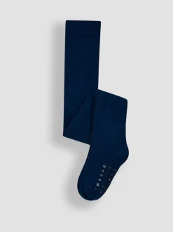 JoJo Maman Bébé Navy Blue Cotton Rich Plain Tights