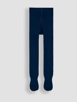 JoJo Maman Bébé Navy Blue Cotton Rich Plain Tights