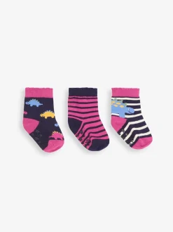 JoJo Maman Bébé Navy Blue Dino Socks 3 Pack
