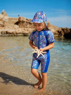JoJo Maman Bébé Navy Blue Floral Print Junior Wetsuit