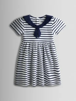 JoJo Maman Bébé Navy Blue Short Sleeve Sailor Dress
