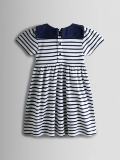 JoJo Maman Bébé Navy Blue Short Sleeve Sailor Dress