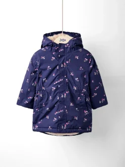 JoJo Maman Bébé Navy Ditsy Lined Parka