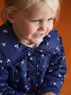 JoJo Maman Bébé Navy Ditsy Quilted Jacket