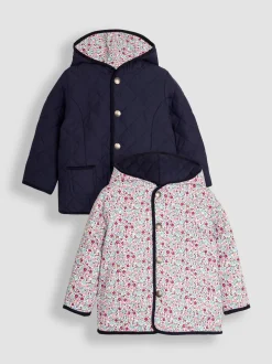 JoJo Maman Bébé Navy Floral Quilted Jacket