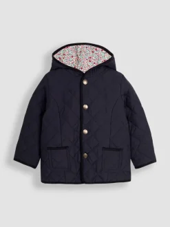 JoJo Maman Bébé Navy Floral Quilted Jacket