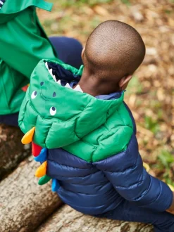 JoJo Maman Bébé Navy Green Dino Puffer Jacket