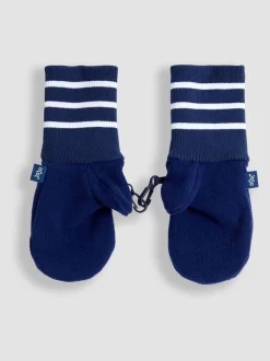JoJo Maman Bébé Navy Polar Fleece Mittens With Cuff