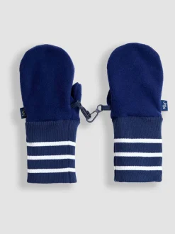 JoJo Maman Bébé Navy Polar Fleece Mittens With Cuff