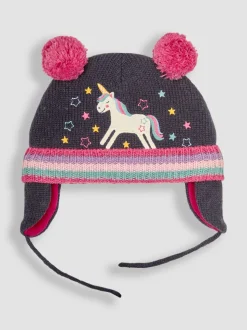 JoJo Maman Bébé Navy Unicorn Applique Hat