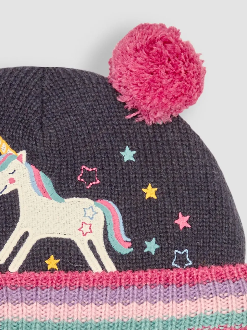 JoJo Maman Bébé Navy Unicorn Applique Hat