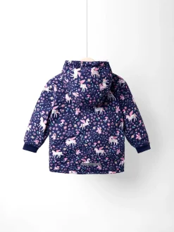 JoJo Maman Bébé Navy Unicorn Embroidered Reversible Jacket