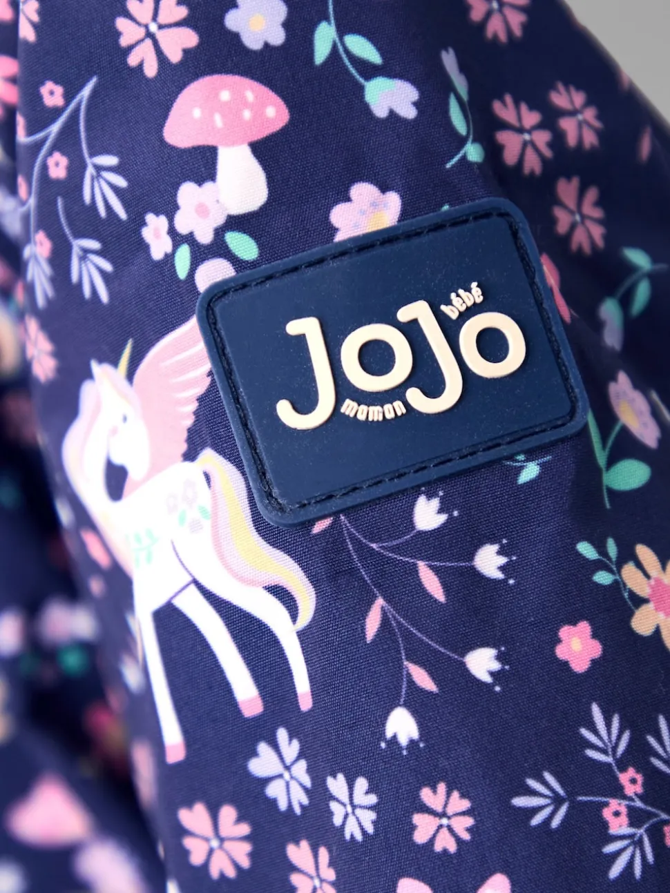 JoJo Maman Bébé Navy Unicorn Embroidered Reversible Jacket