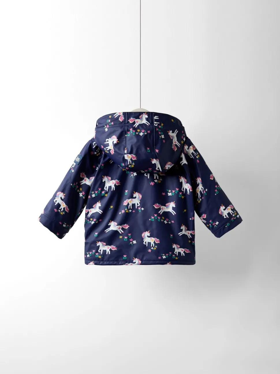 JoJo Maman Bébé Navy Unicorn Waterproof Cosy Lined Jacket