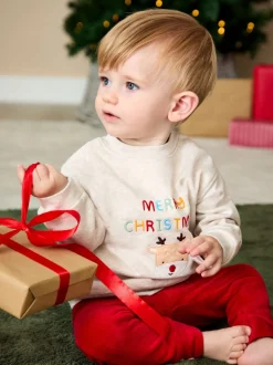 JoJo Maman Bébé Neutral Christmas Sweatshirt & Leggings Set