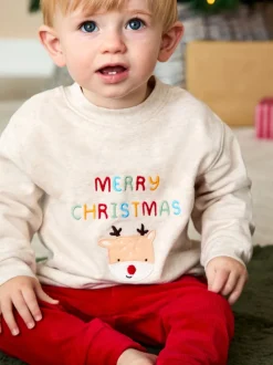 JoJo Maman Bébé Neutral Christmas Sweatshirt & Leggings Set