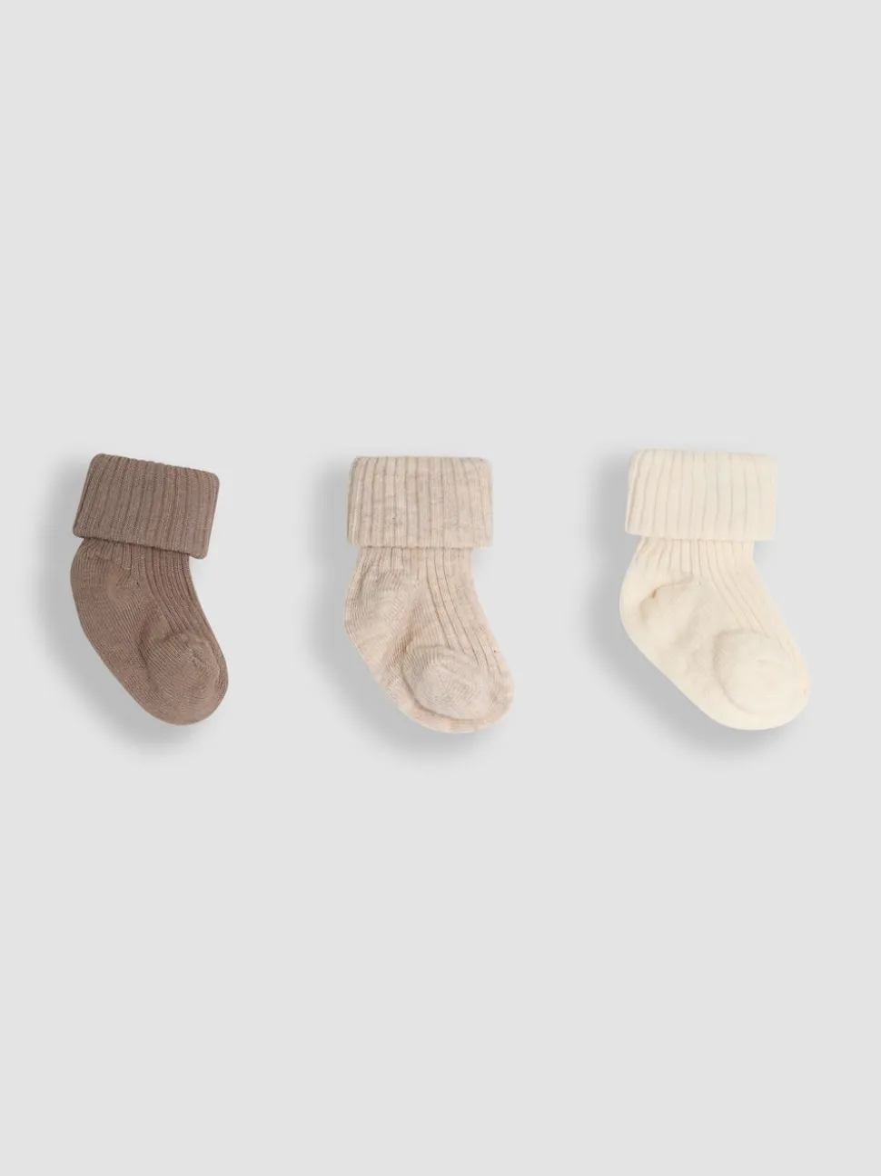 JoJo Maman Bébé Neutral 3-Pack Ribbed Baby Socks