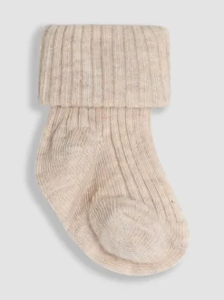 JoJo Maman Bébé Neutral 3-Pack Ribbed Baby Socks
