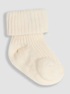 JoJo Maman Bébé Neutral 3-Pack Ribbed Baby Socks