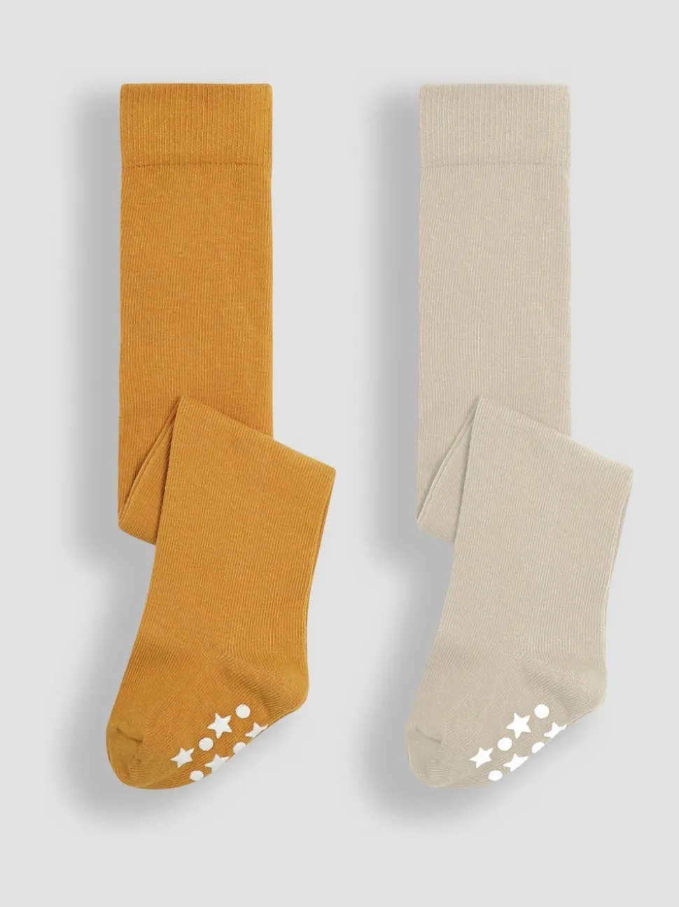 JoJo Maman Bébé Ochre 2-Pack Cotton Rich Tights