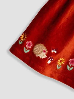 JoJo Maman Bébé Orange Rust Hedgehog Appliqué Pinafore Dress & Top Set
