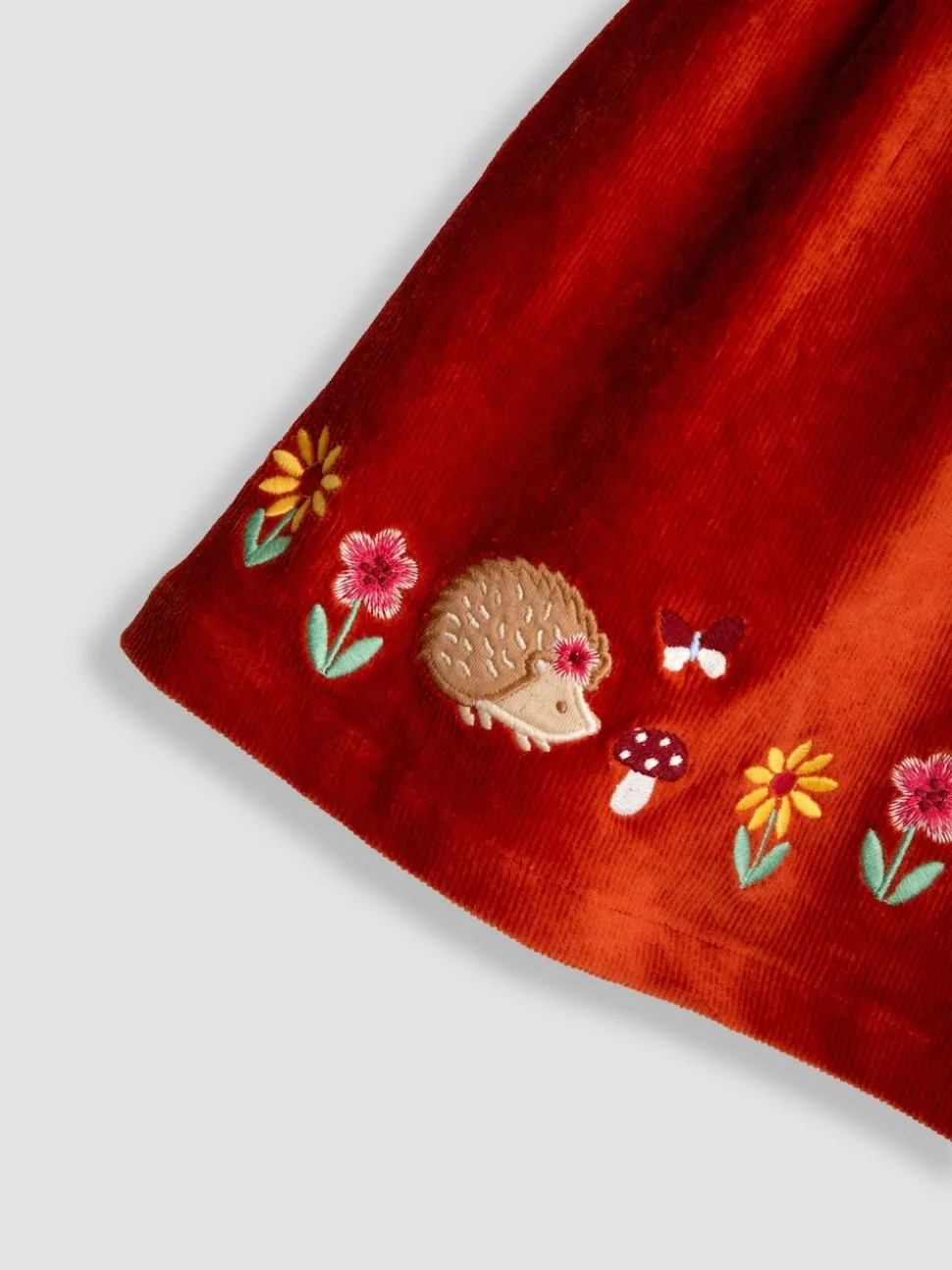 JoJo Maman Bébé Orange Rust Hedgehog Appliqué Pinafore Dress & Top Set