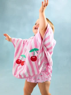 JoJo Maman Bébé Pale Pink Appliqué Towelling Poncho