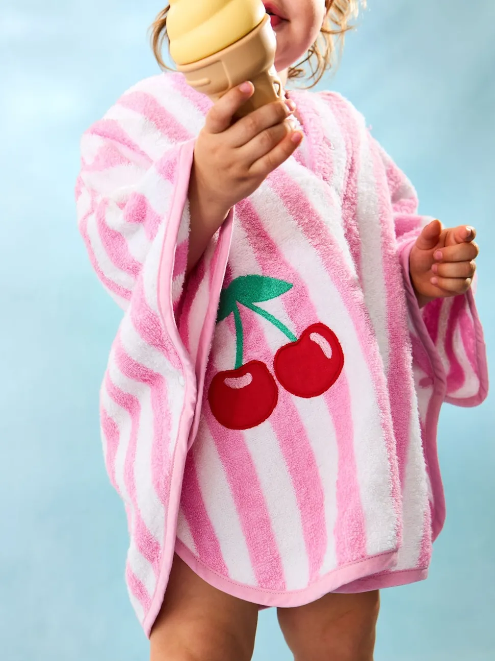 JoJo Maman Bébé Pale Pink Appliqué Towelling Poncho