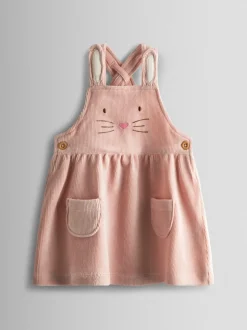 JoJo Maman Bébé Pale Pink Bunny Dungaree Dress & Body Set
