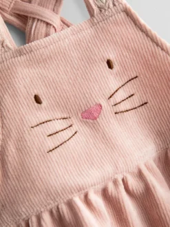 JoJo Maman Bébé Pale Pink Bunny Dungaree Dress & Body Set